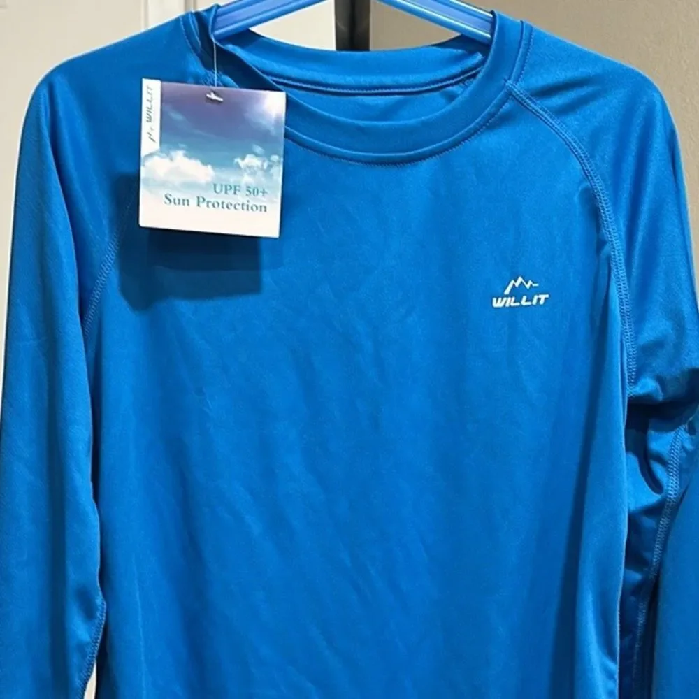 Willit Boy’s Long Sleeve Rash Guard Blue NEW Medium